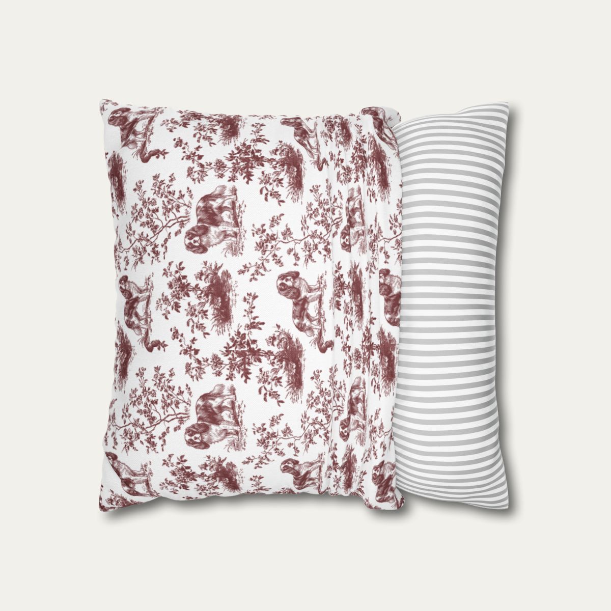 Cavalier Spaniel Burgundy French Toile Pillow
