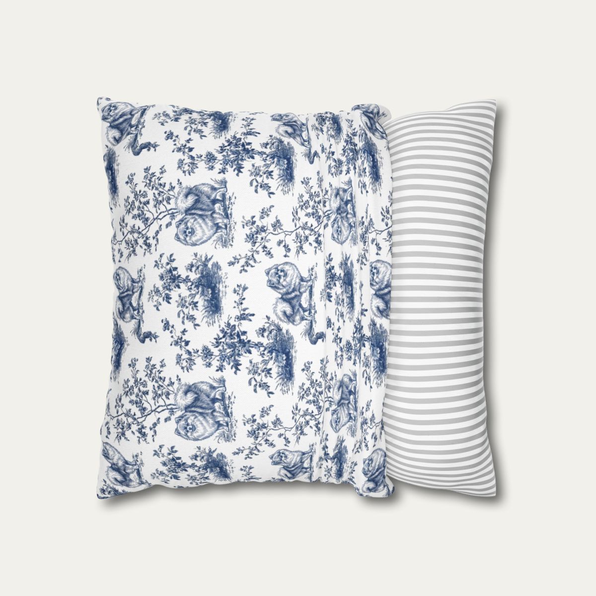 Pomeranian Blue French Toile Pillow