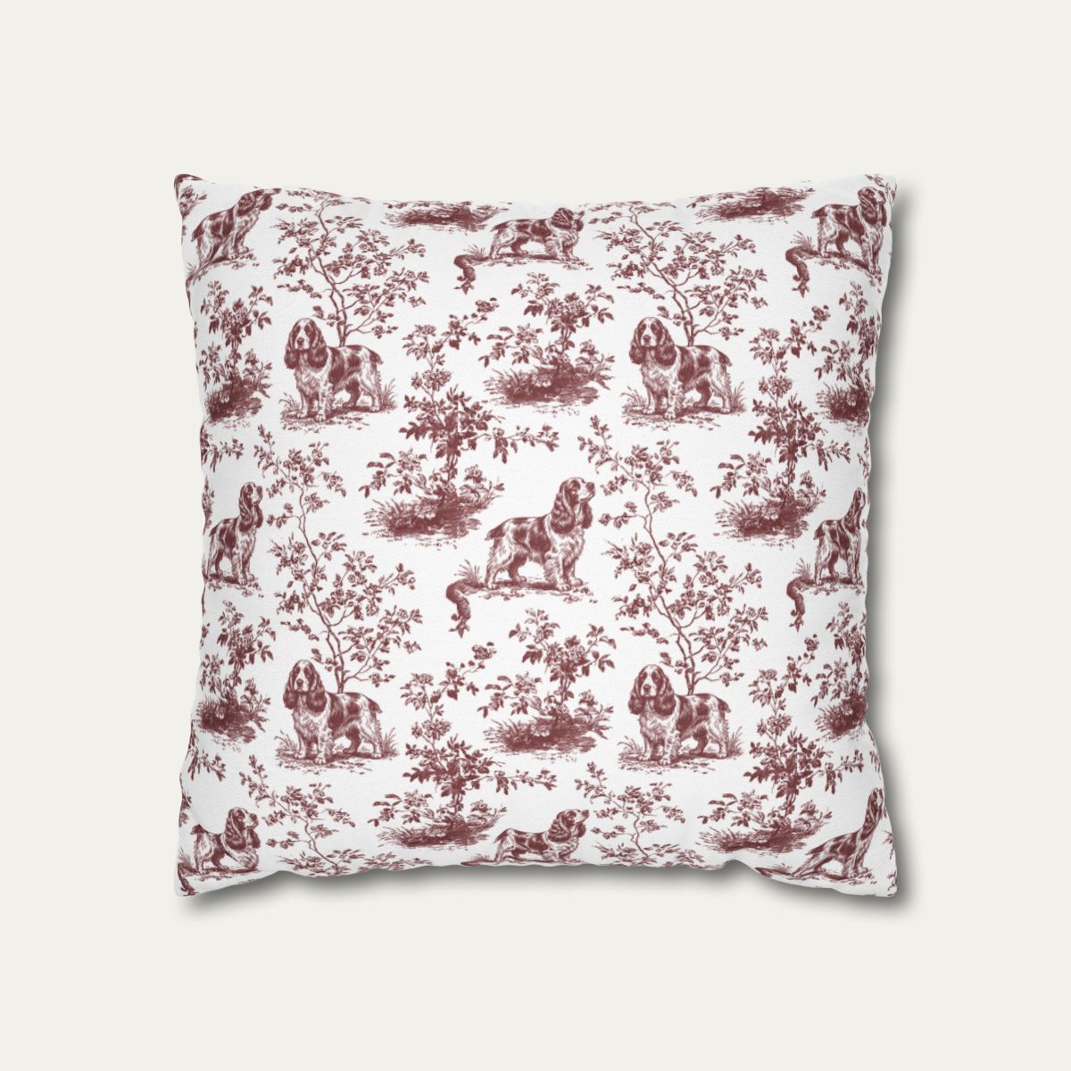 Cocker Spaniel Burgundy French Toile Pillow
