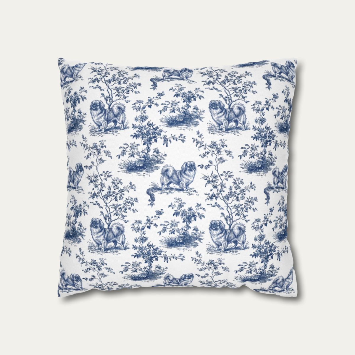 Dog Blue Toile Pillow