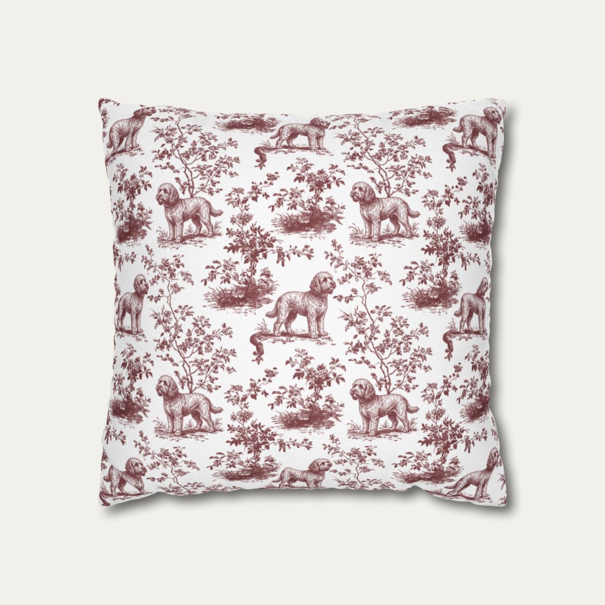 Cockapoo Burgundy French Toile Pillow