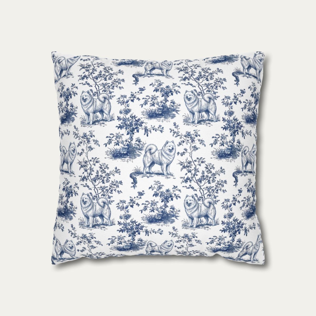 Dog Blue Toile Pillow