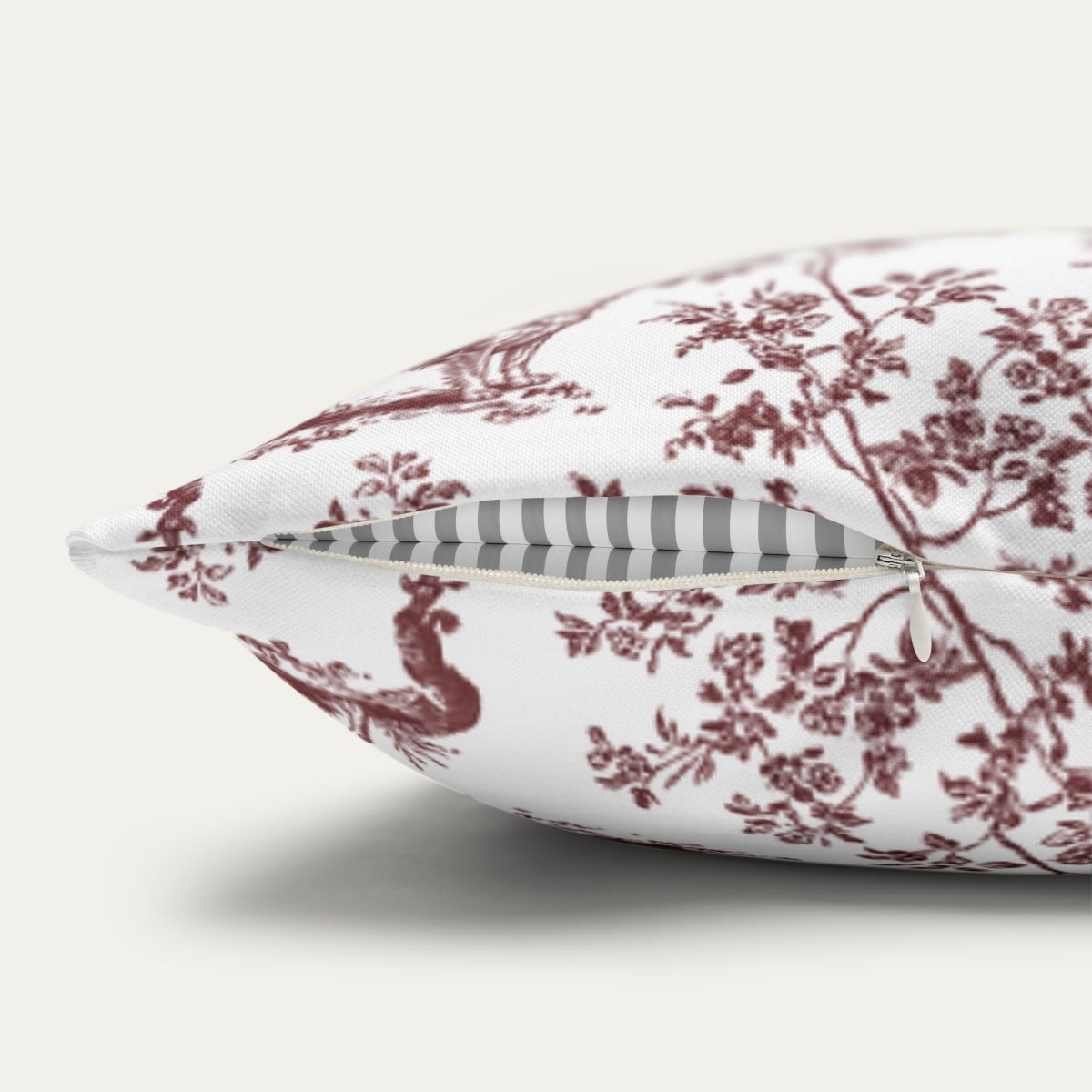 Chihuahua Longhaired Burgundy French Toile Pillow