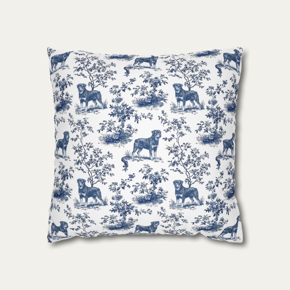 Dog Blue Toile Pillow