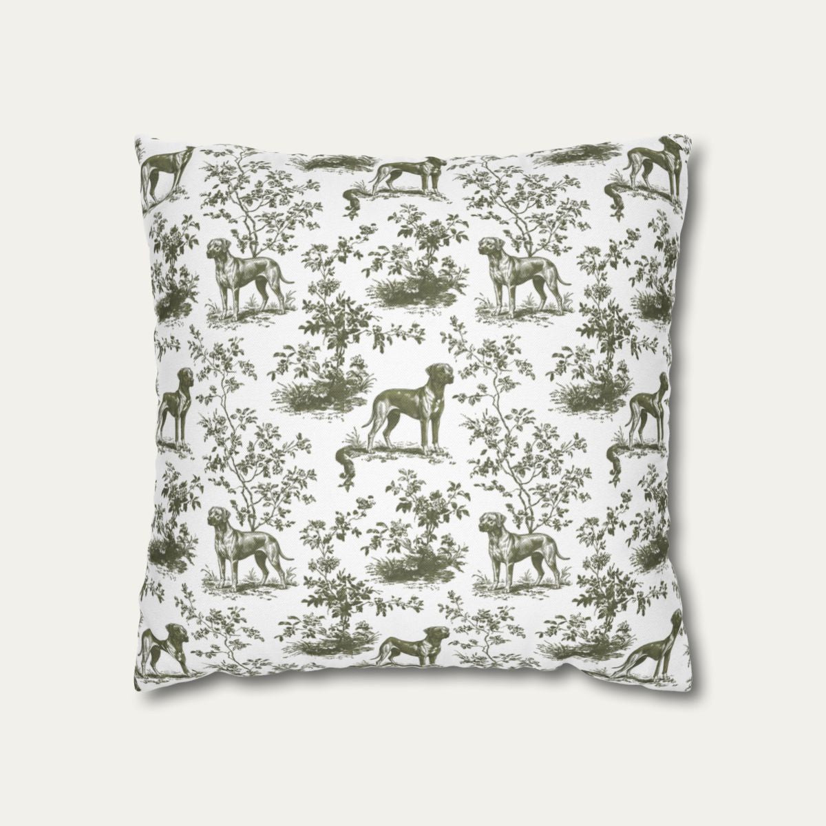 Rhodesian Ridgeback Sage Green French Toile Pillow