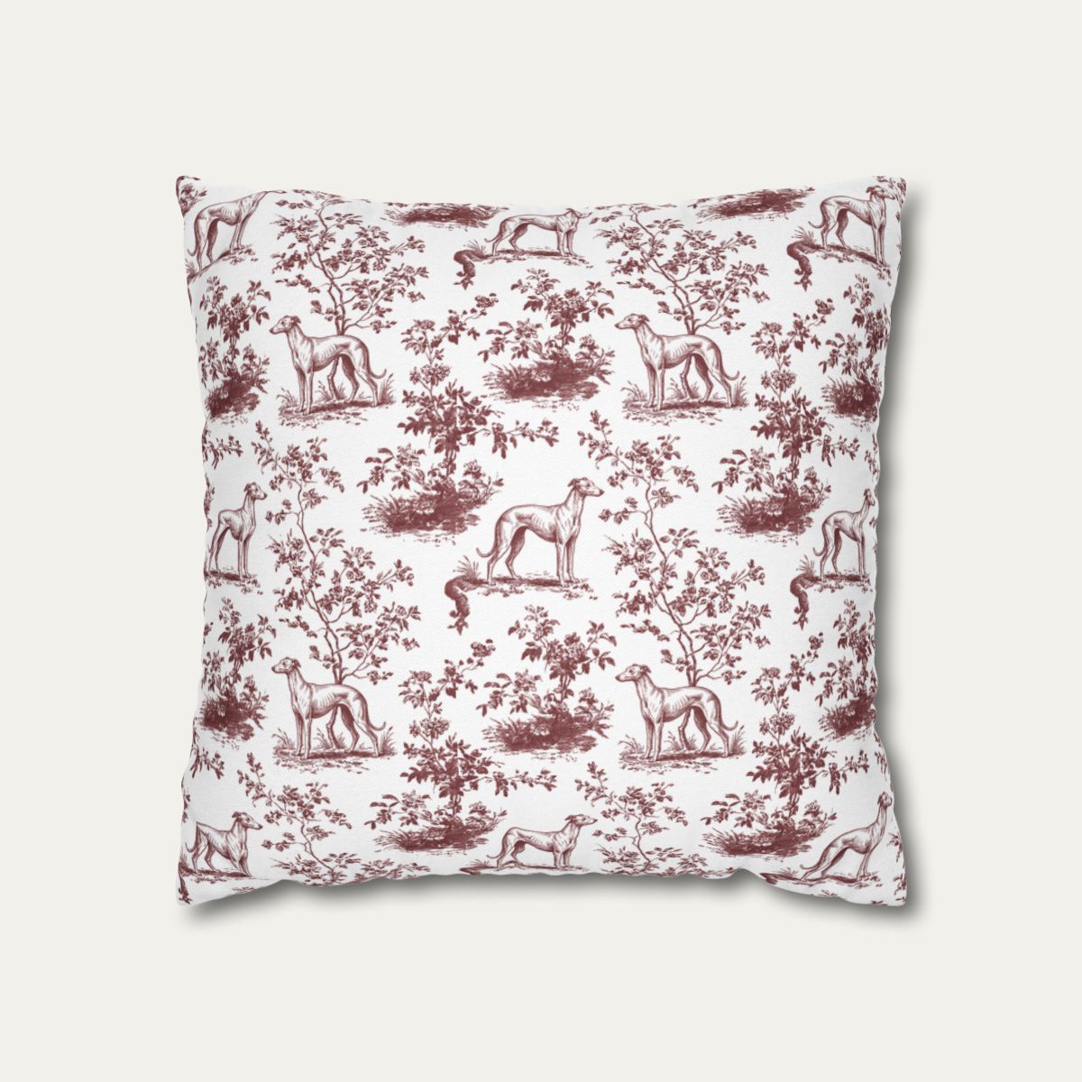 Whippet Burgundy French Toile Pillow