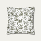 English Bulldog Sage Green French Toile Pillow