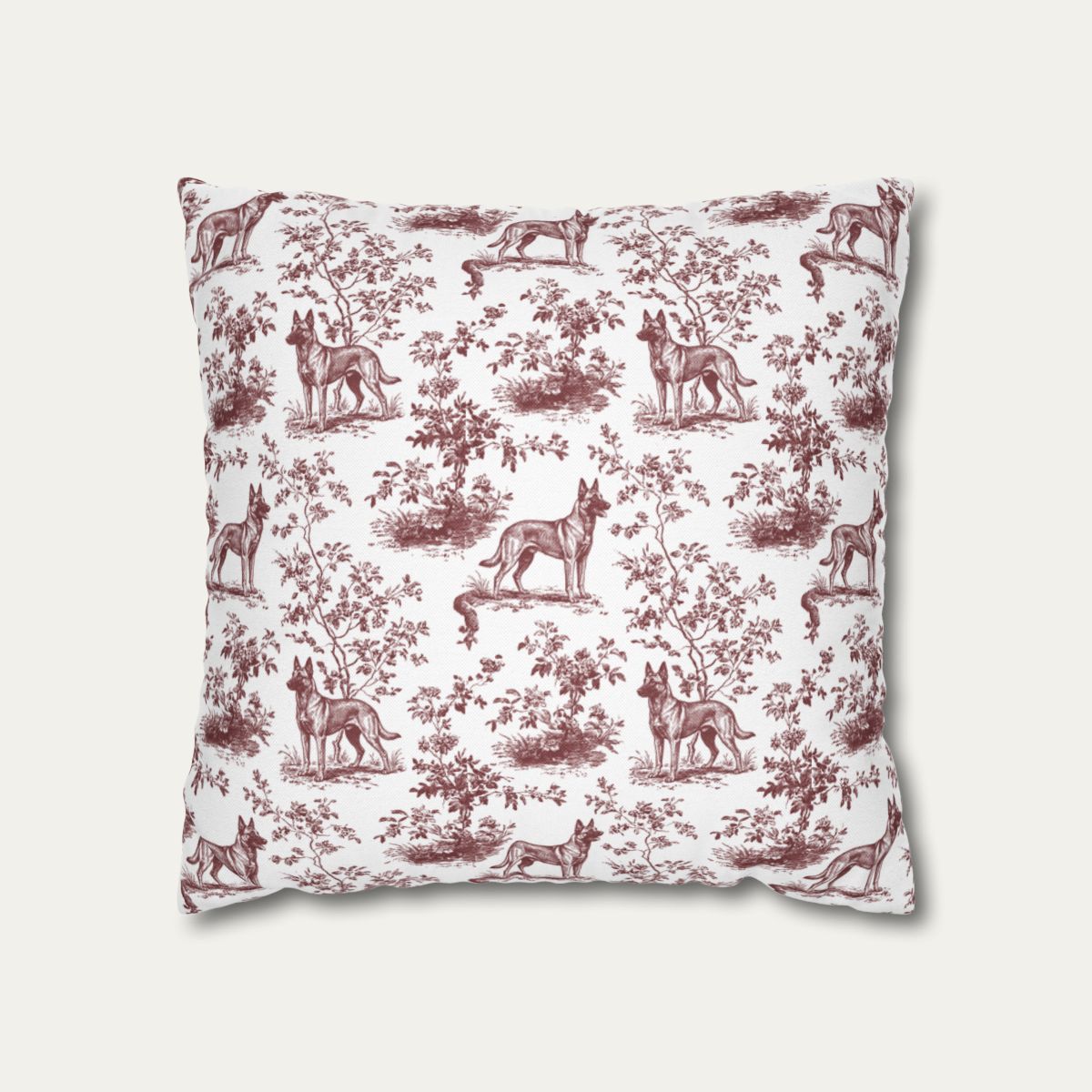 Belgian Malinois Burgundy French Toile Pillow