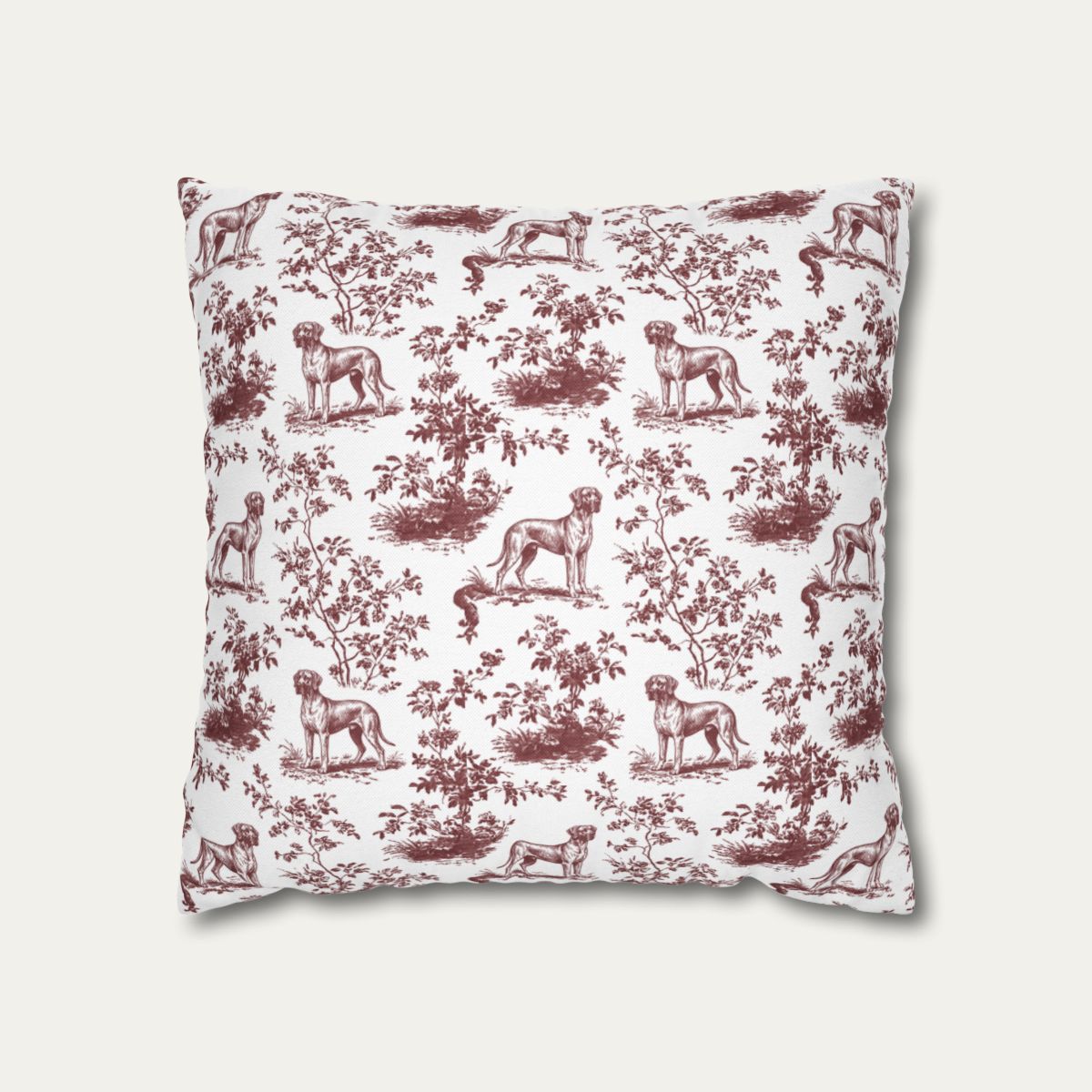 Great Dane Burgundy French Toile Pillow