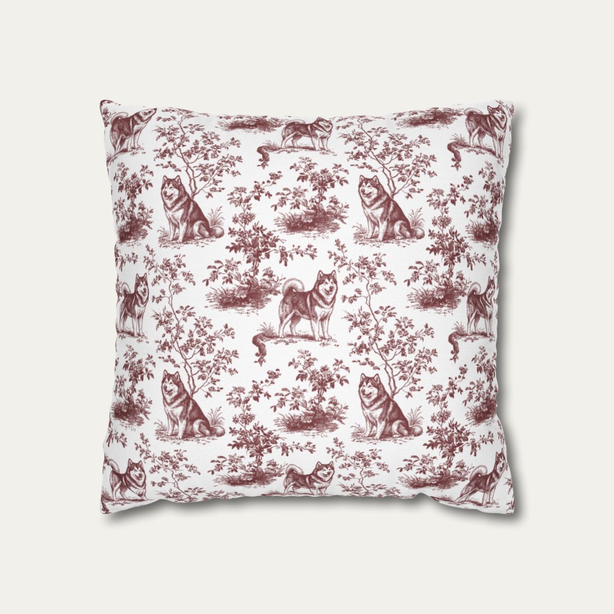 Alaskan Malamute Sage Green French Toile Pillow