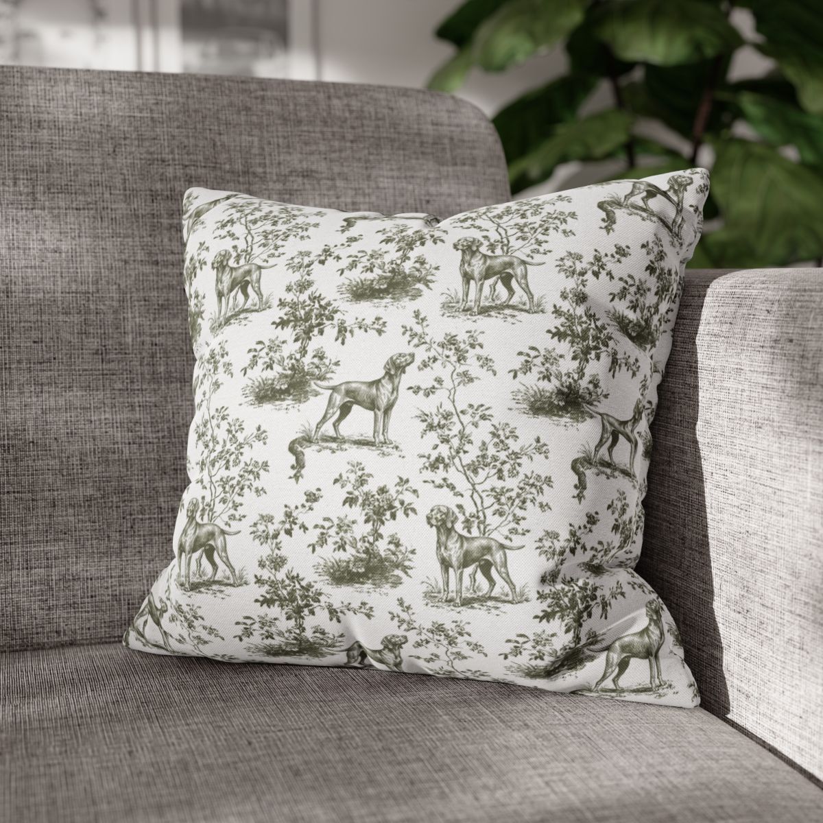 Vizsla Sage Green French Toile Pillow