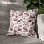 Border Collie Burgundy French Toile Pillow