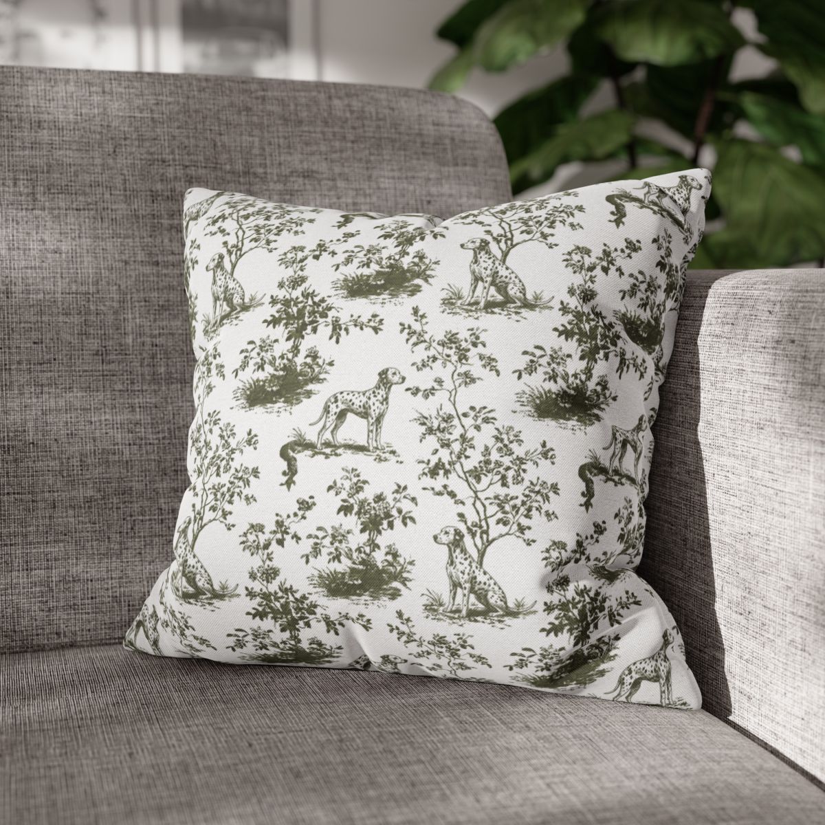 Dalmatian Sage Green French Toile Pillow