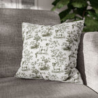 Jack Russell Terrier Sage Green French Toile Pillow