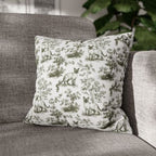 Siamese Cat Sage Green French Toile Pillow