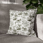 Basset Hound Sage Green French Toile Pillow