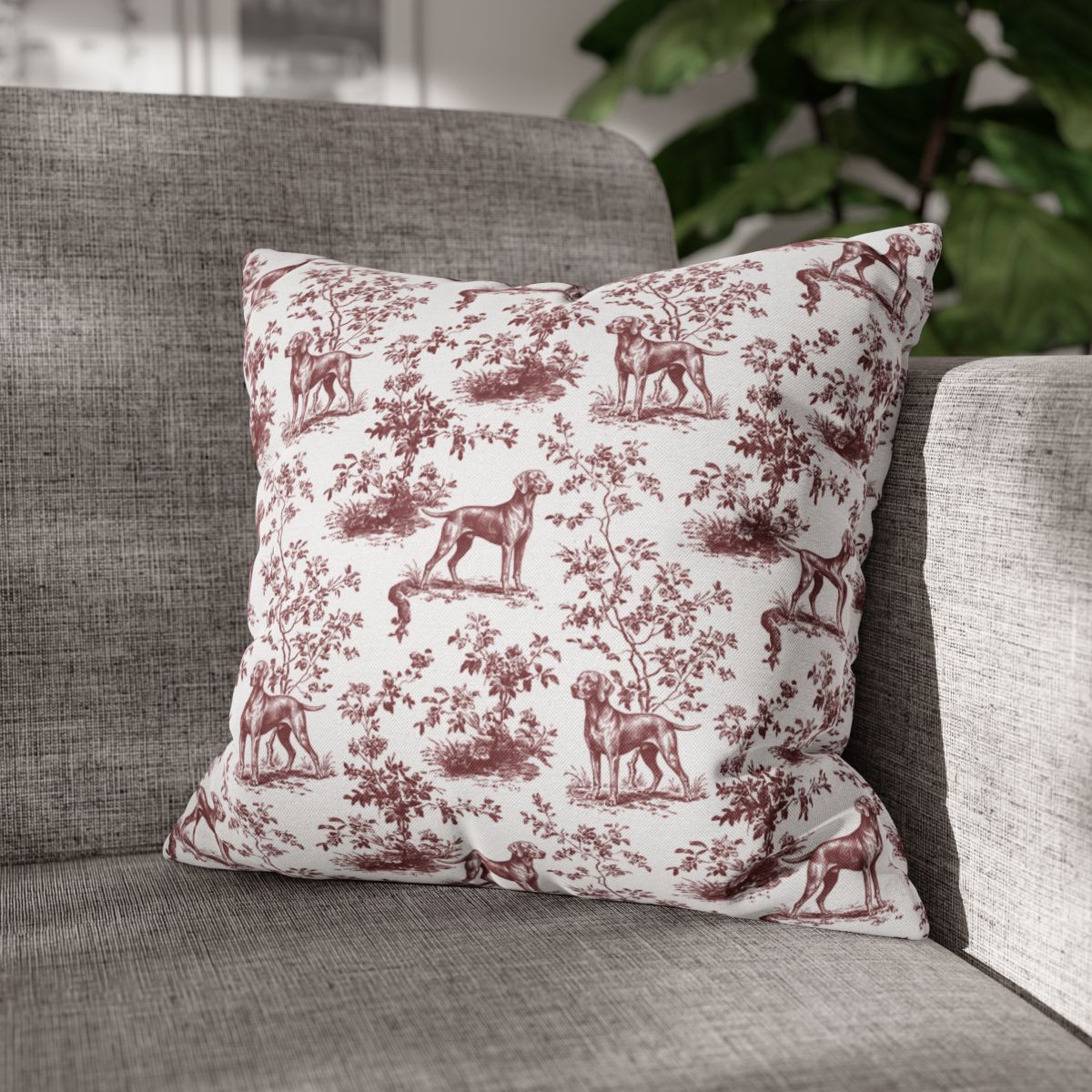 Weimaraner Burgundy French Toile Pillow