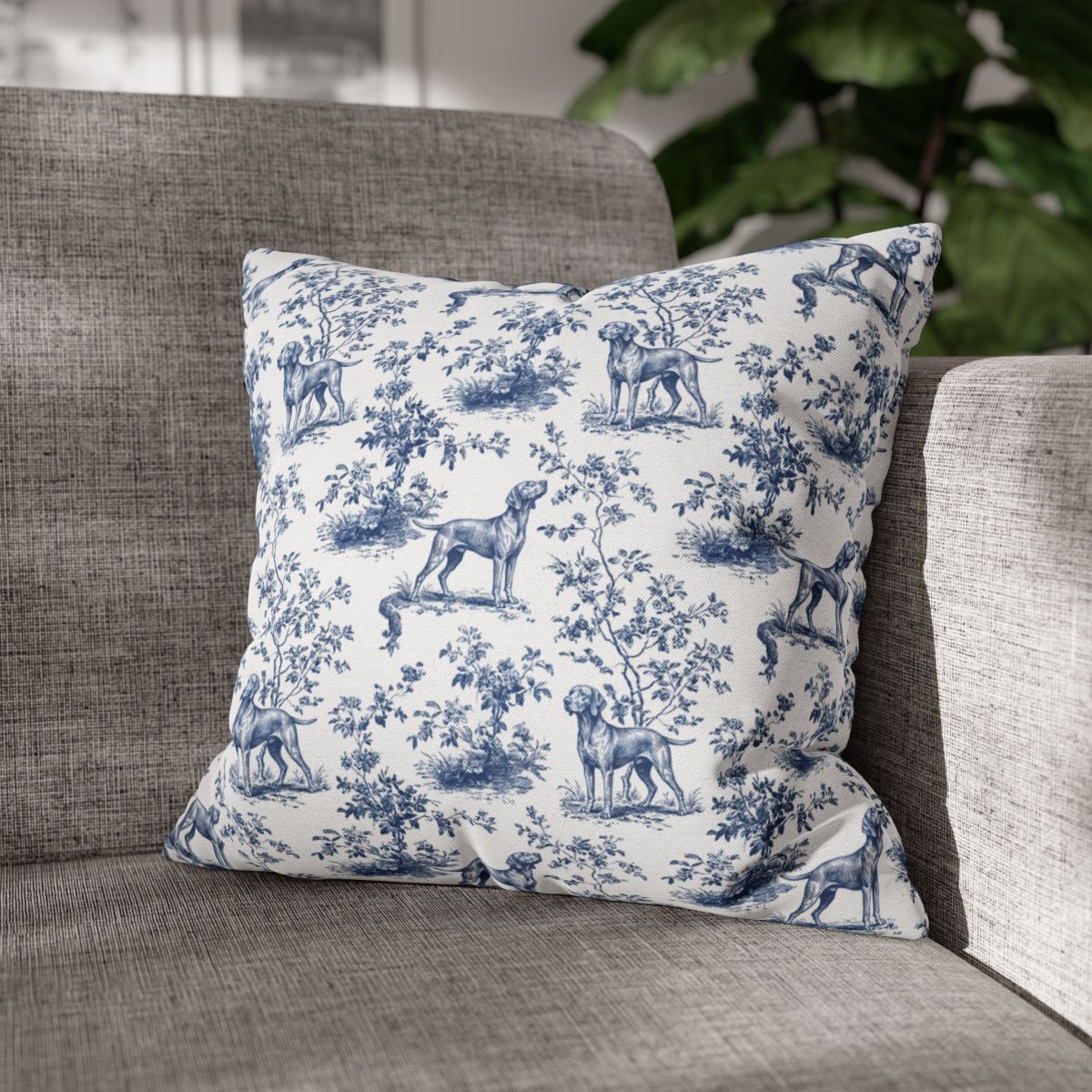 Vizsla Blue French Toile Pillow
