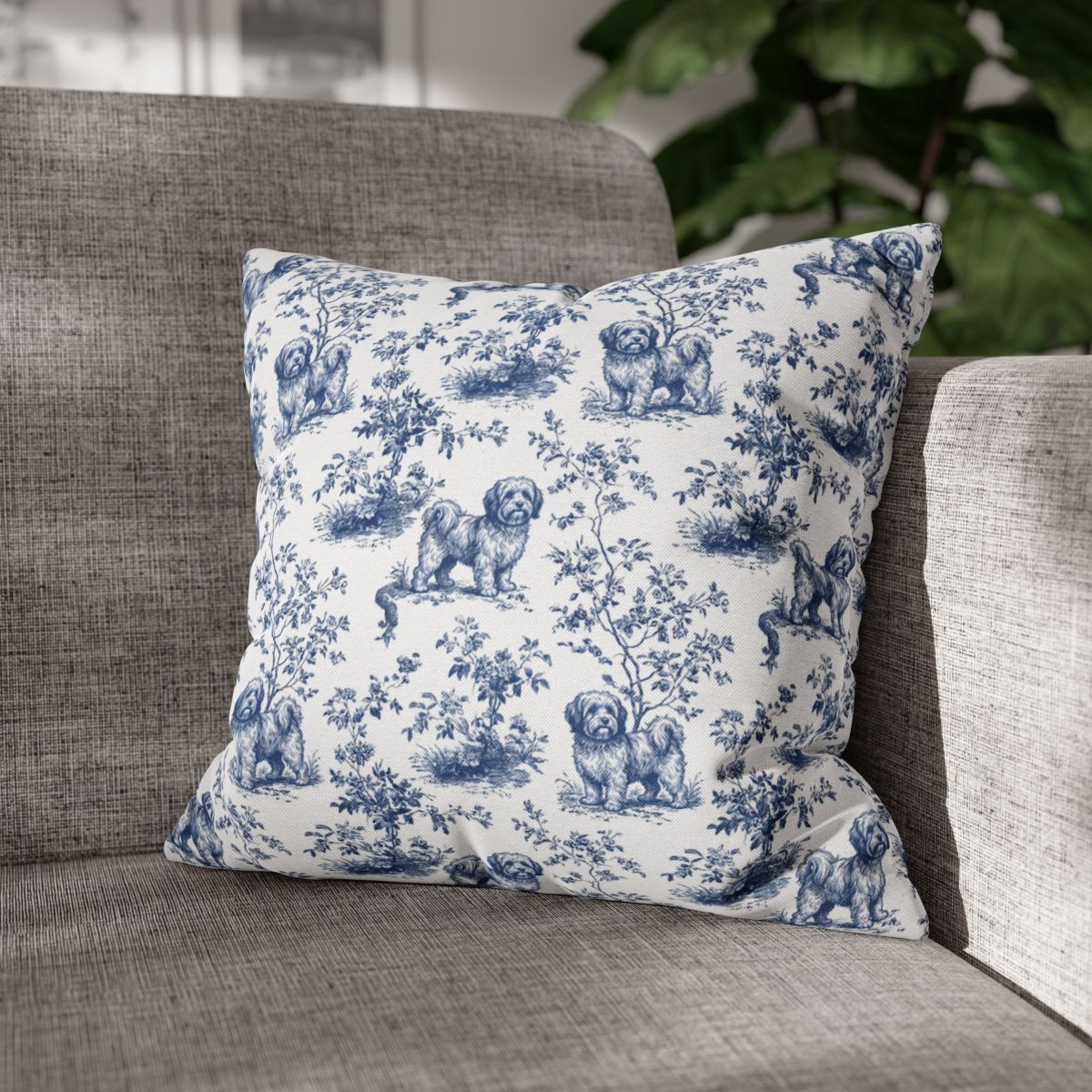 Havanese Blue French Toile Pillow