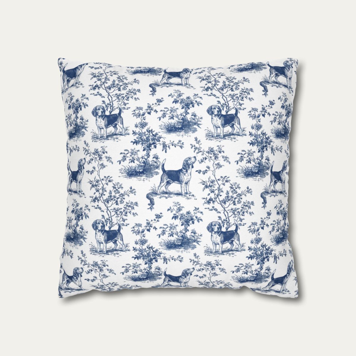 Dog Blue Toile Pillow