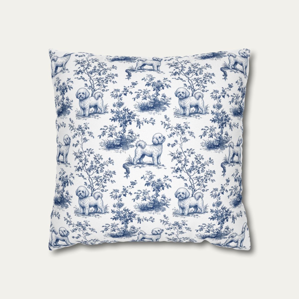 Dog Blue Toile Pillow