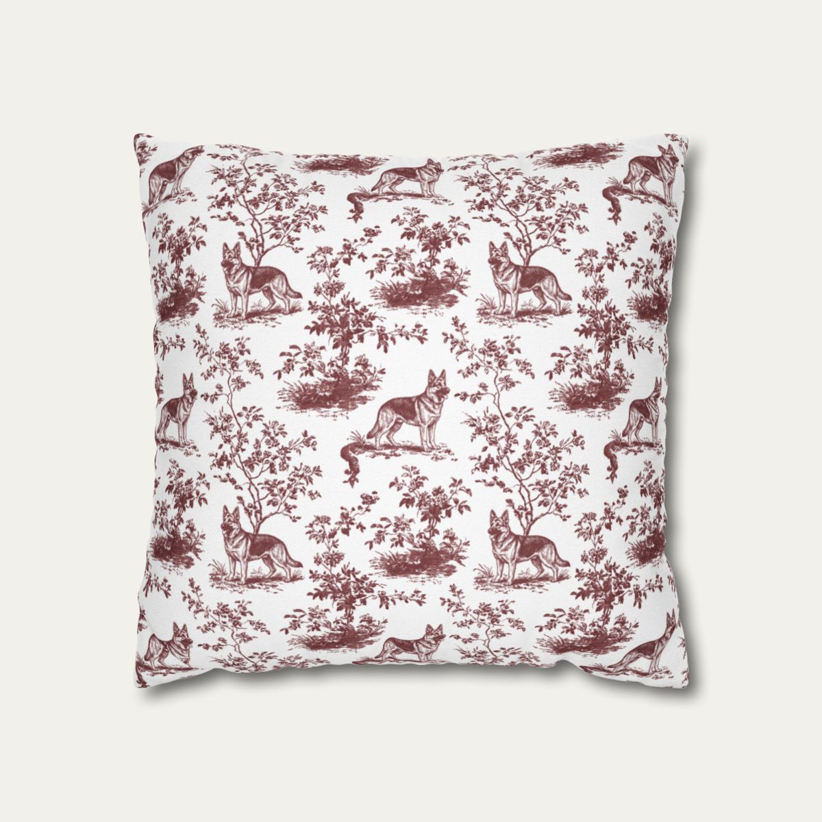 German Shepherd Burgundy French Toile Pillow