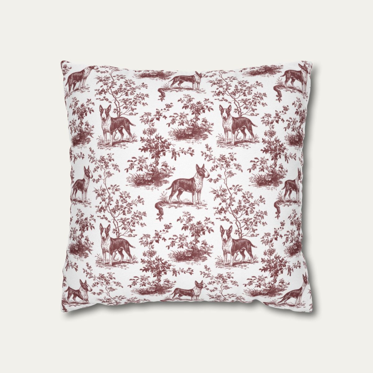 Bull Terrier Sage Green French Toile Pillow