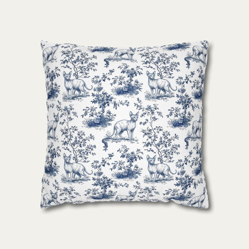 Cat Blue Toile Pillow
