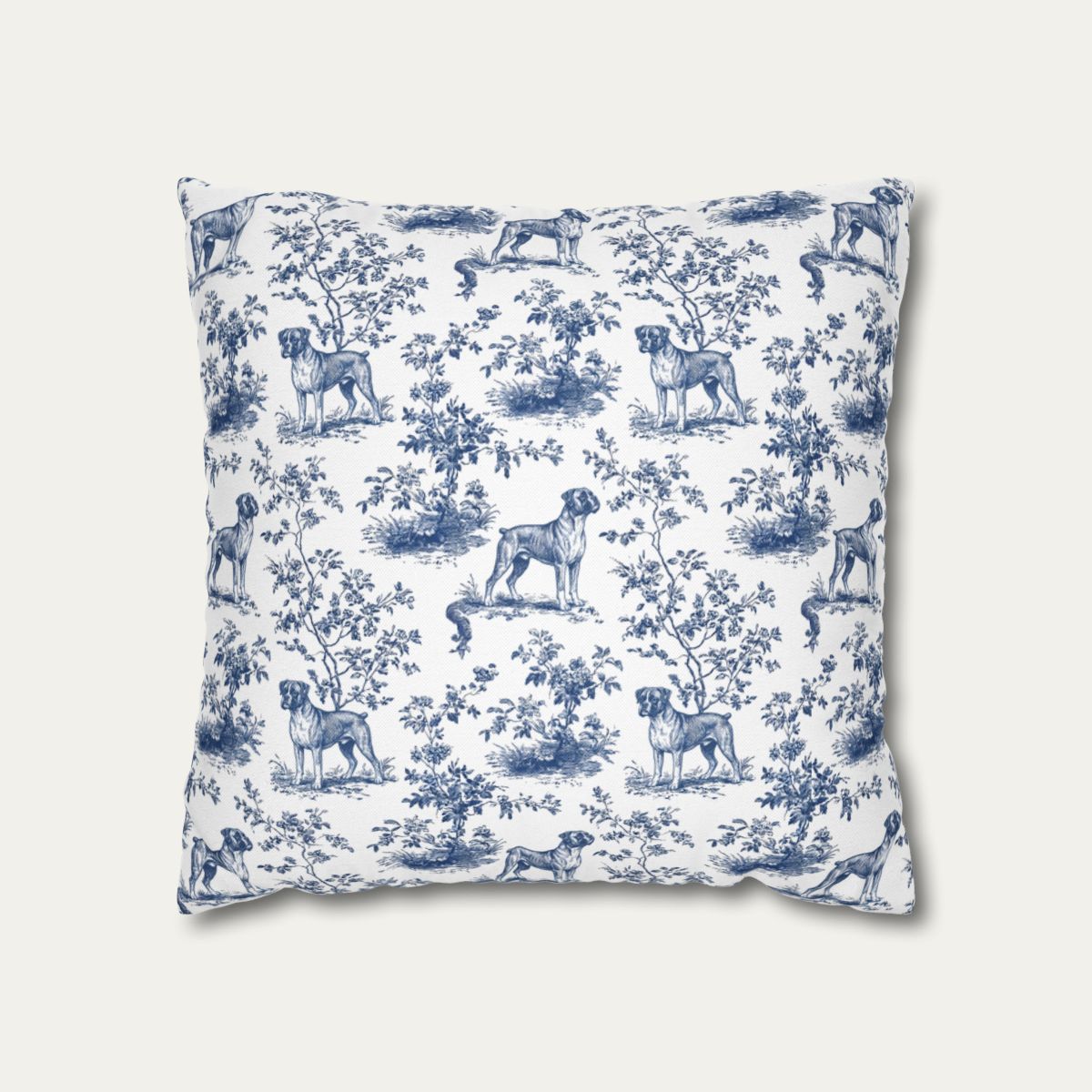 Dog Blue Toile Pillow