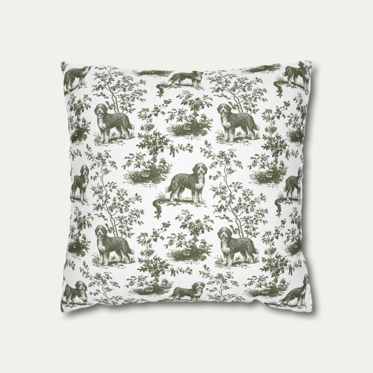 Bernedoodle Sage Green French Toile Pillow