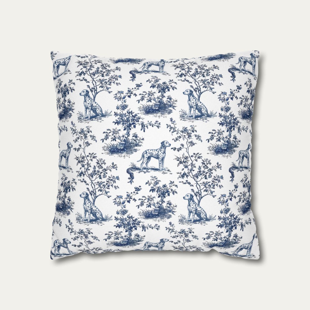 Dog Blue Toile Pillow