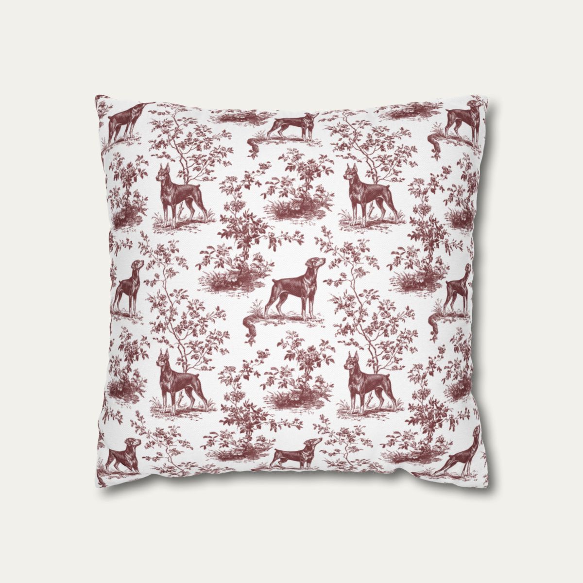 Doberman Burgundy French Toile Pillow