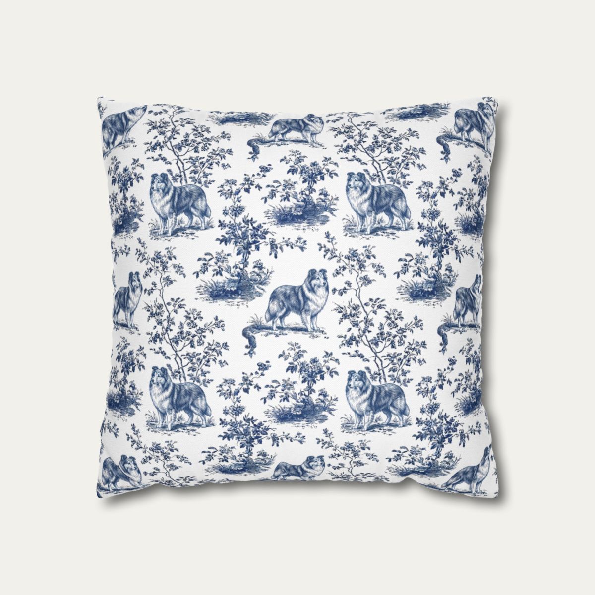 Dog Blue Toile Pillow