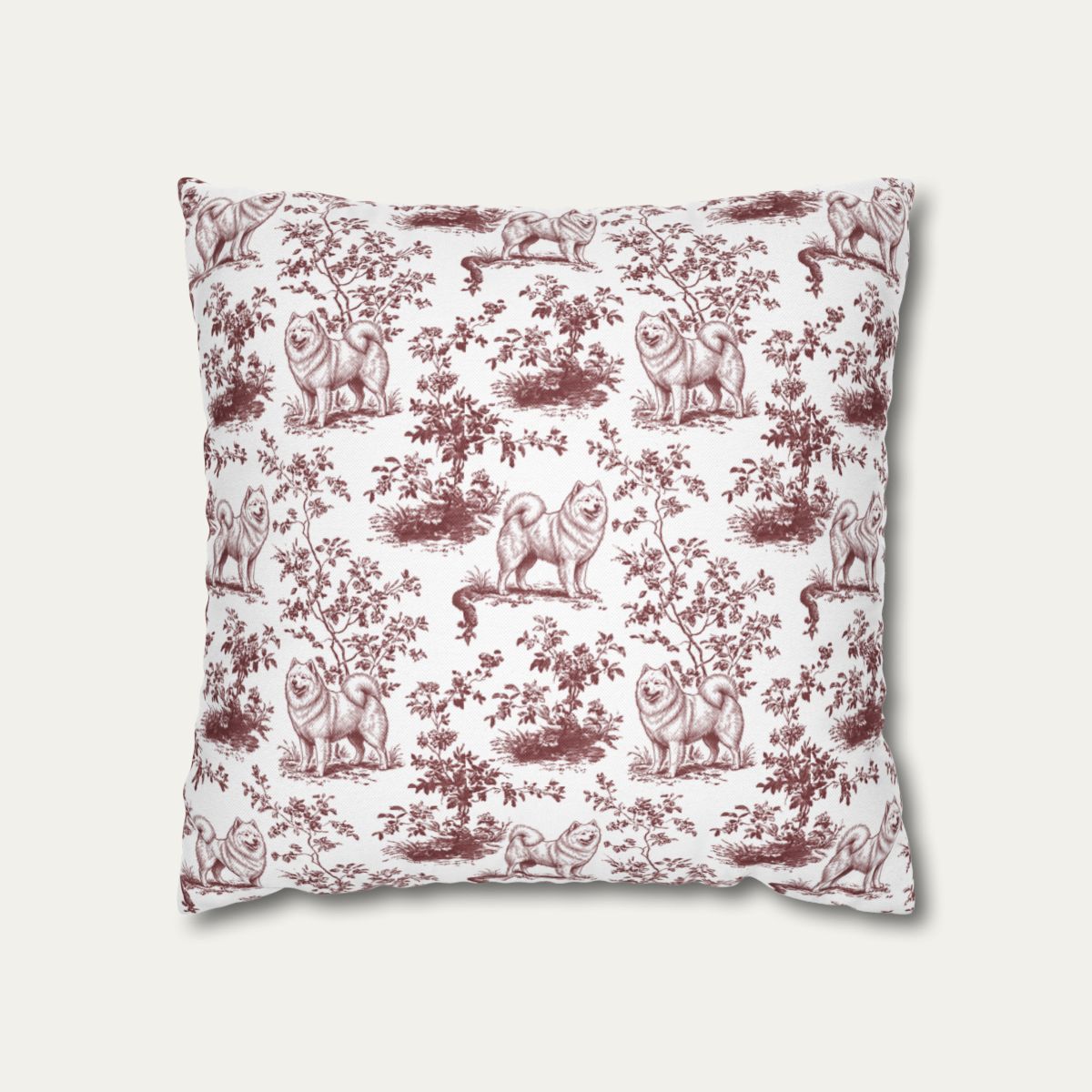 Samoyed Burgundy French Toile Pillow