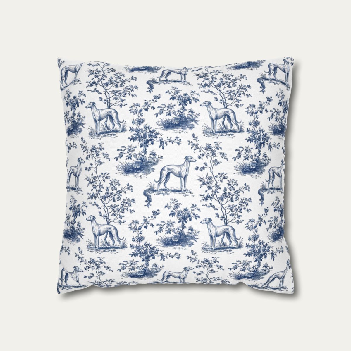 Dog Blue Toile Pillow