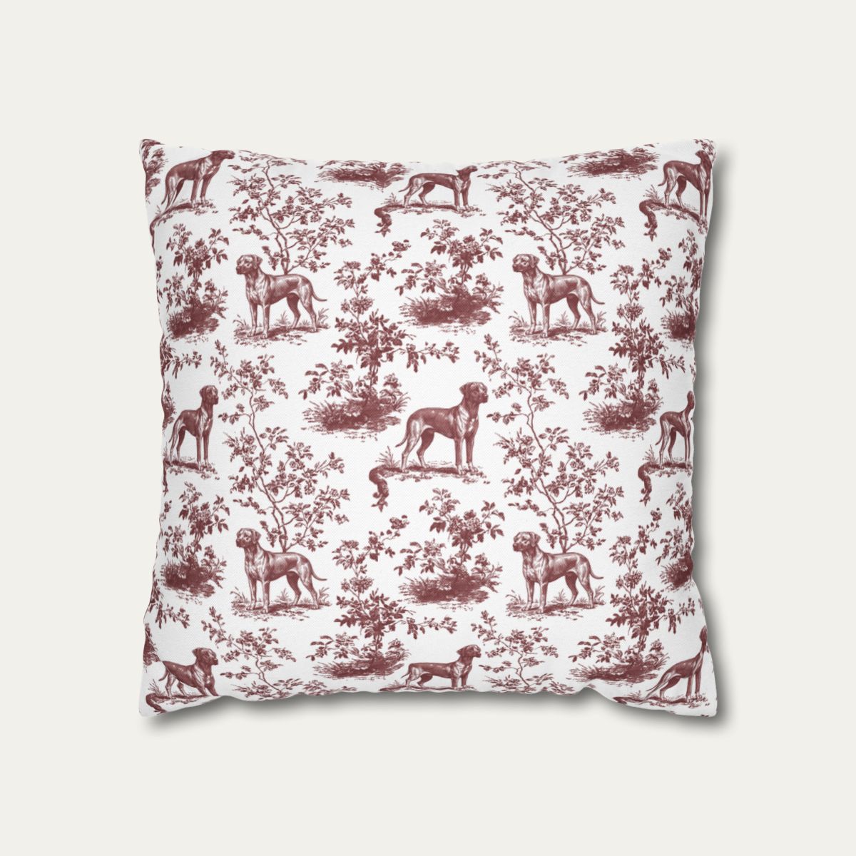 Rhodesian Ridgeback Burgundy French Toile Pillow