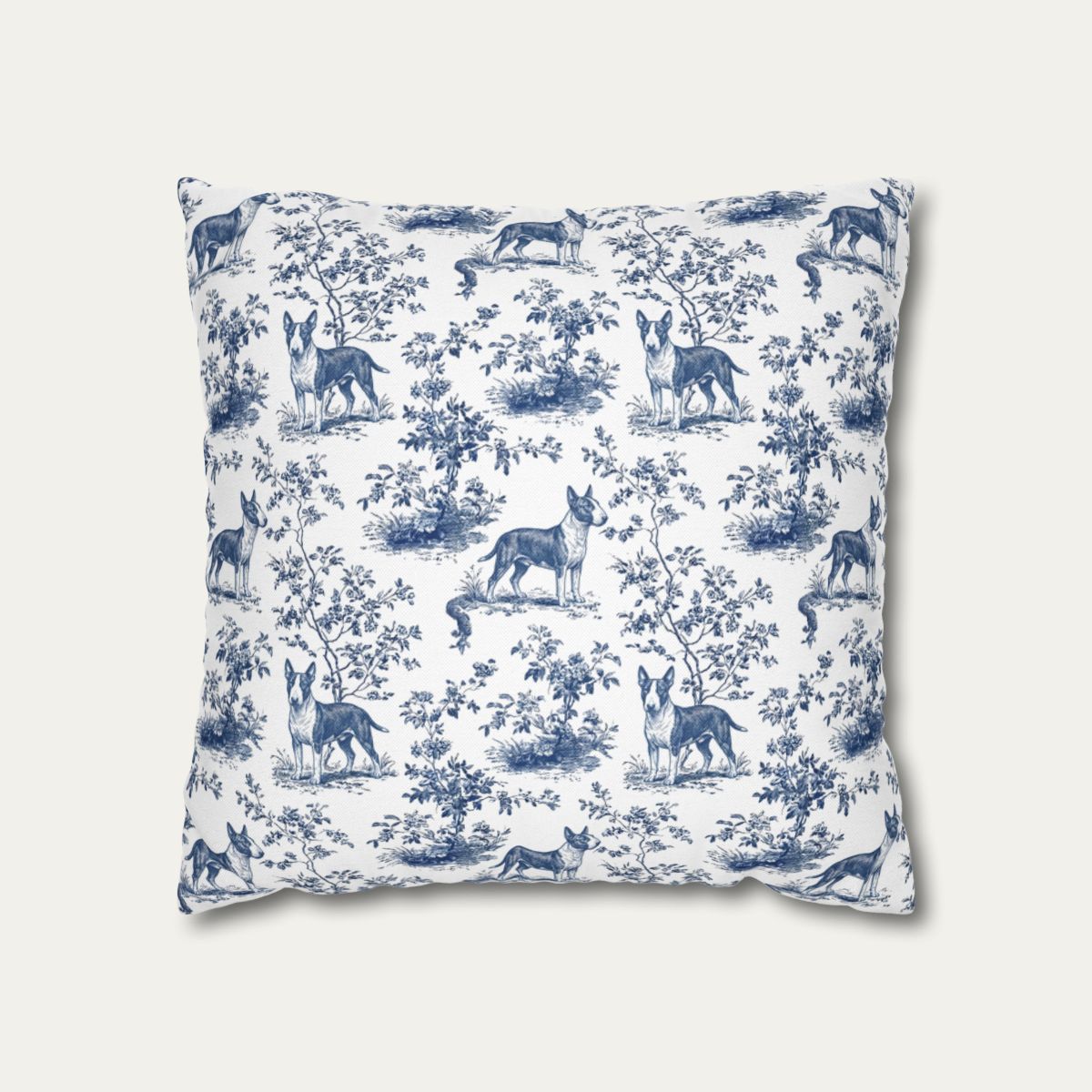 Dog Blue Toile Pillow