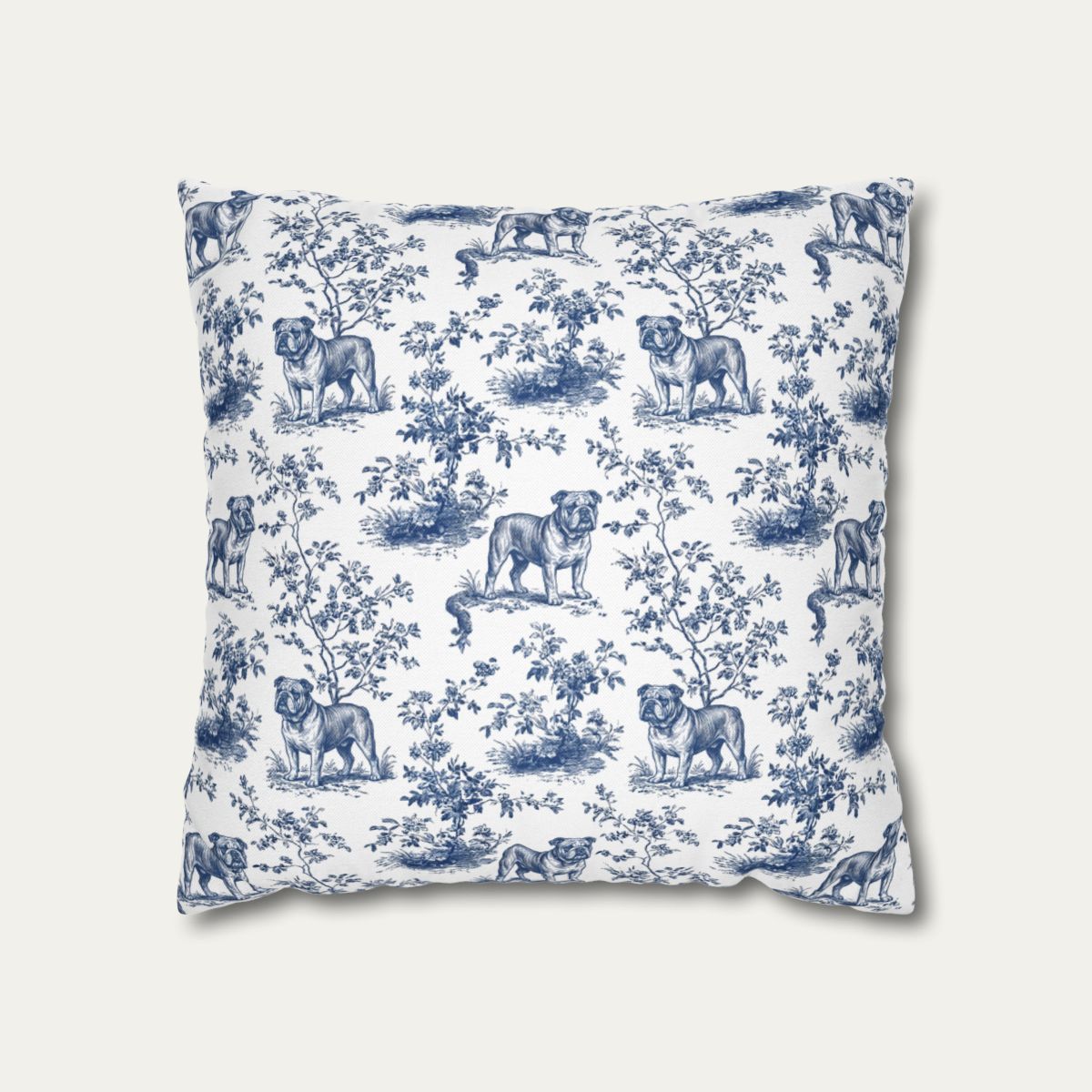 Dog Blue Toile Pillow