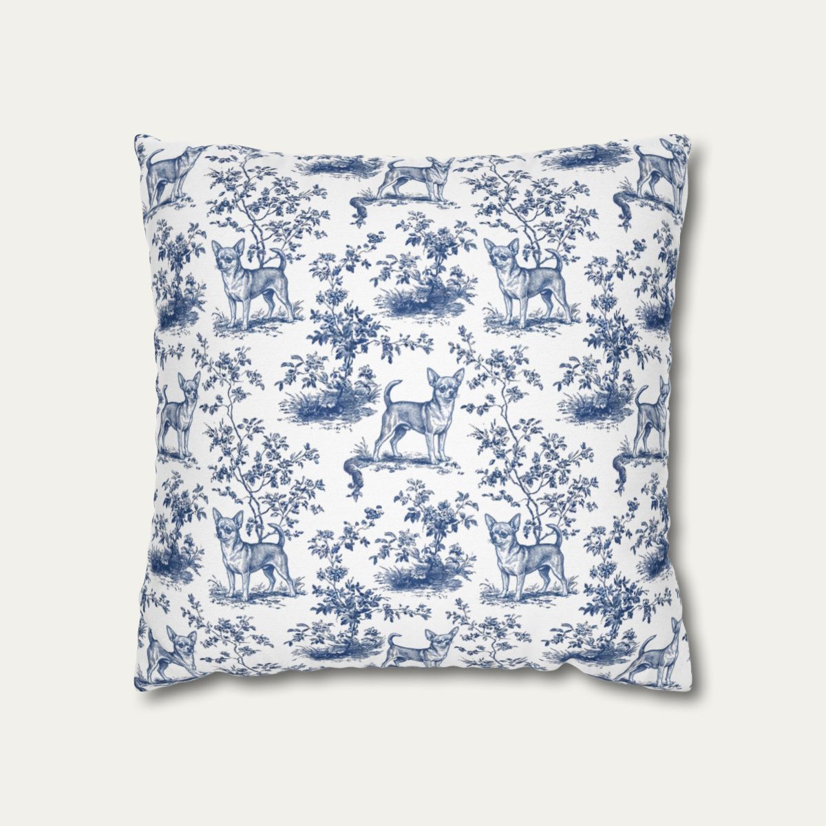 Dog Blue Toile Pillow