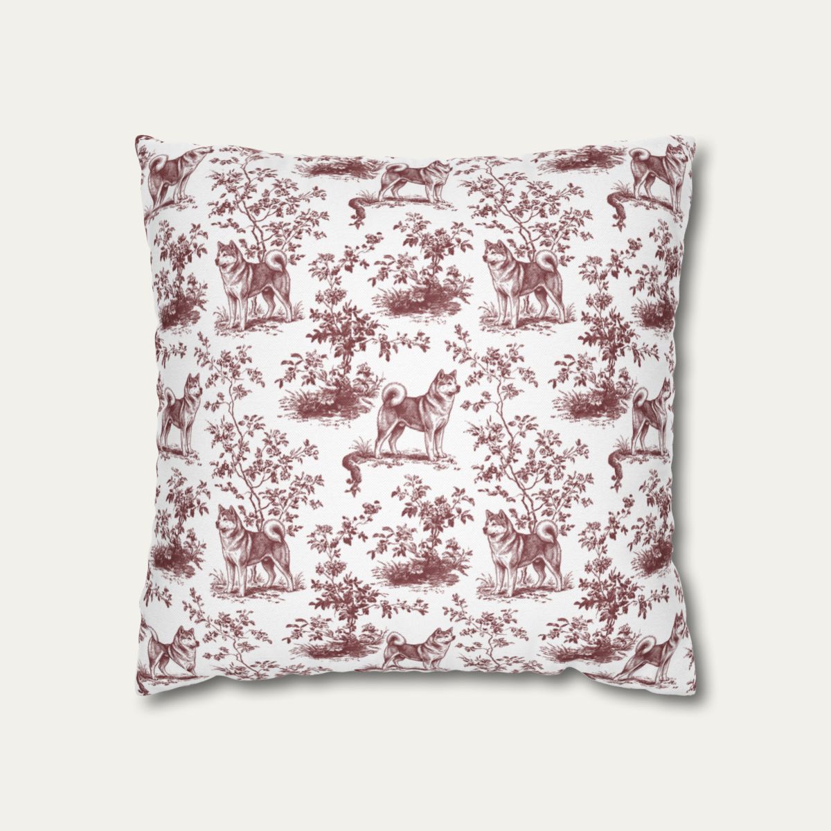 Akita Burgundy French Toile Pillow