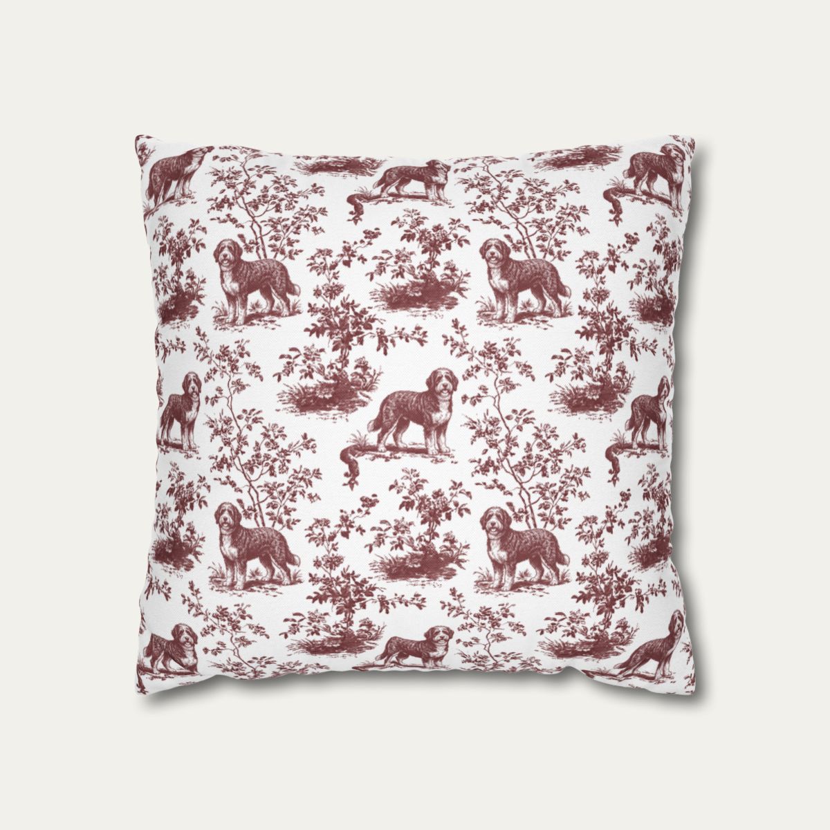 Bernedoodle Burgundy French Toile Pillow