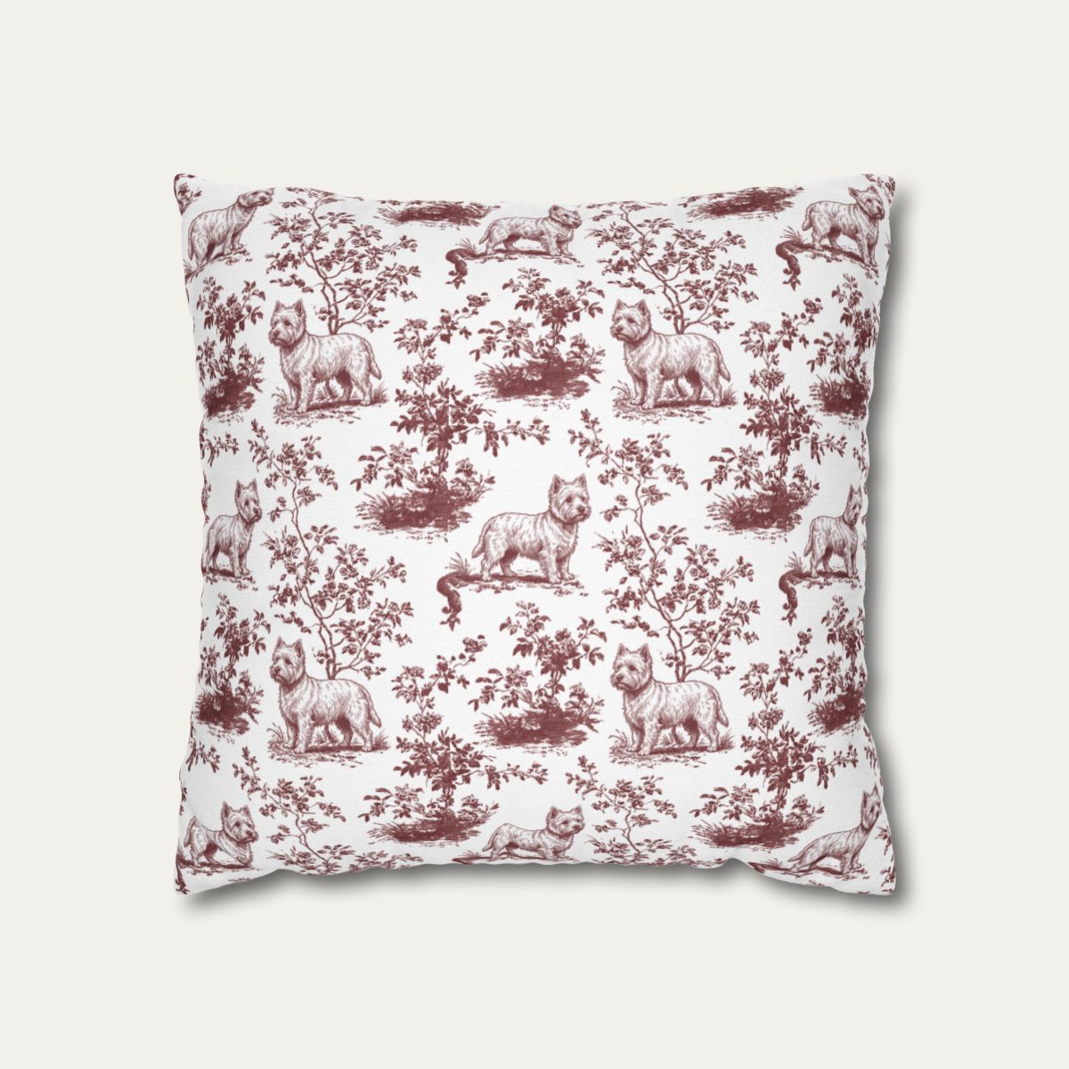 Westie Burgundy French Toile Pillow