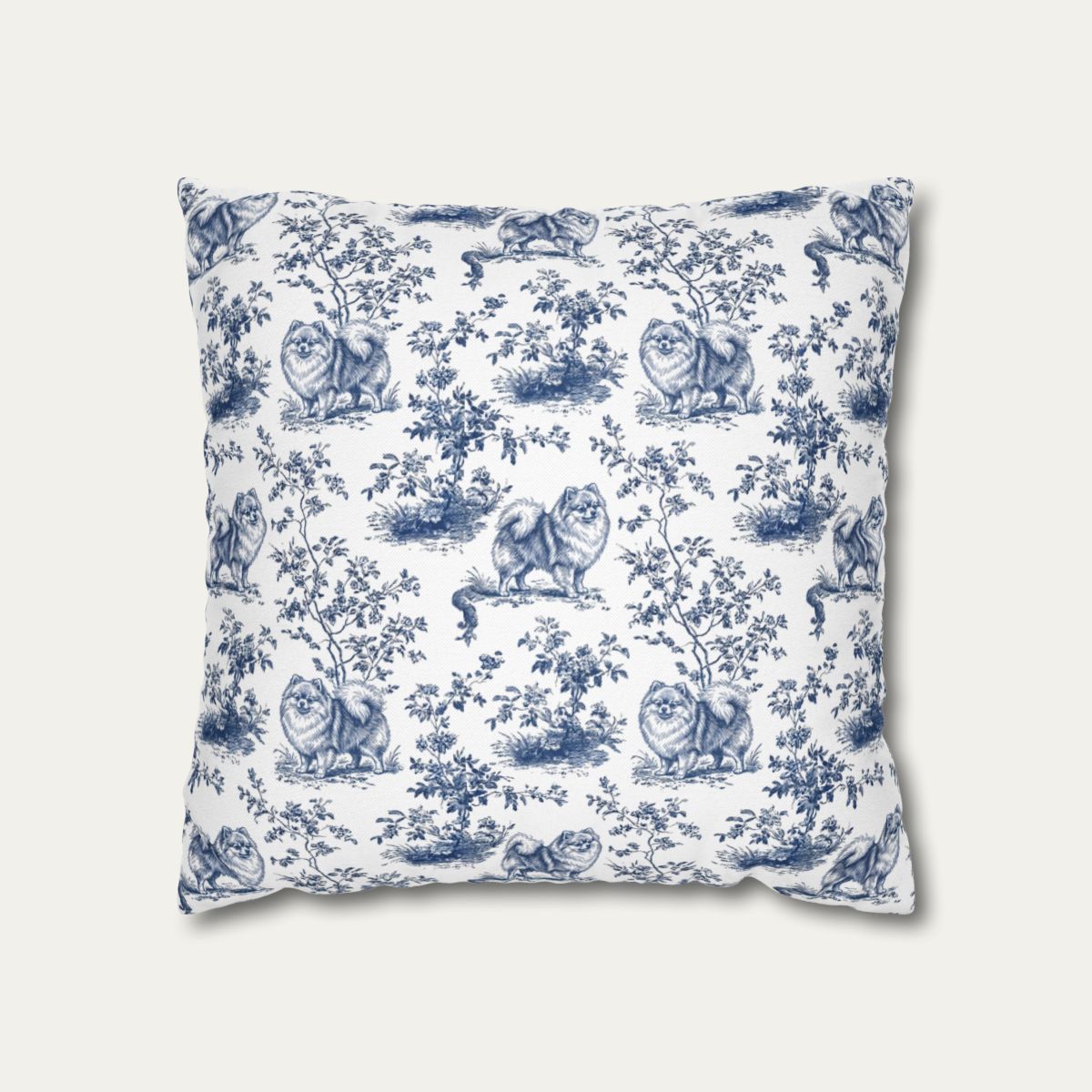 Dog Blue Toile Pillow
