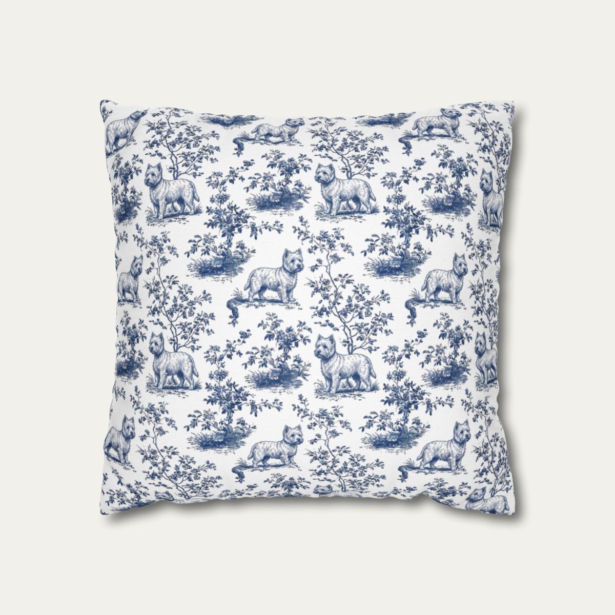 Dog Blue Toile Pillow