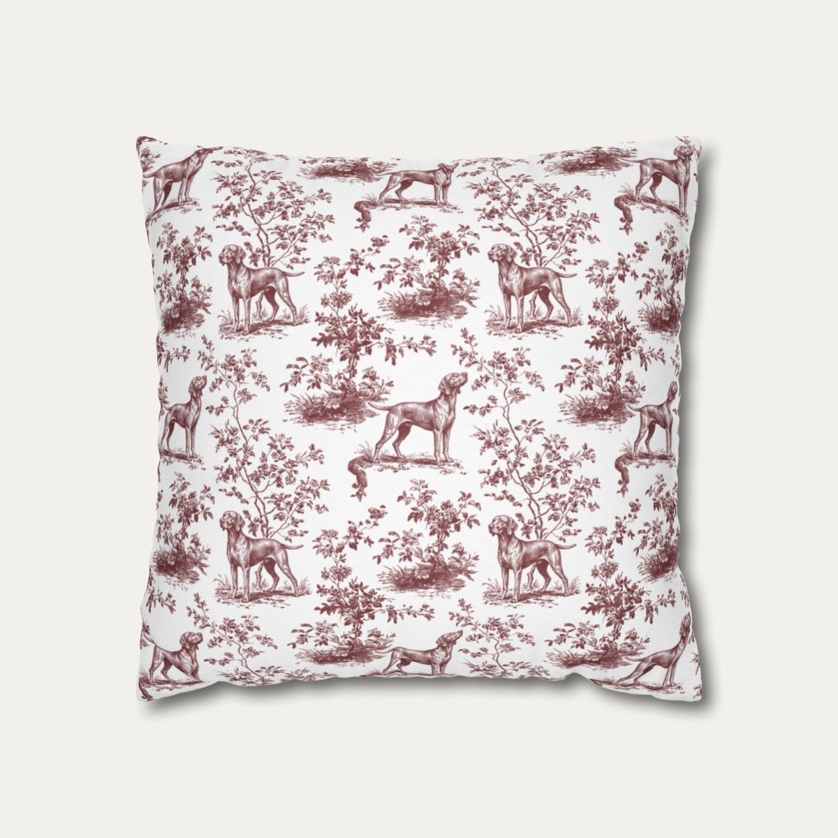 Vizsla Burgundy French Toile Pillow
