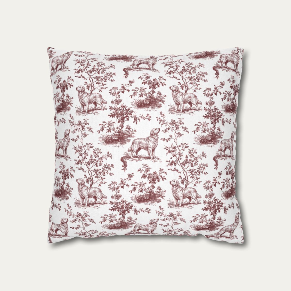 Golden Retriever Burgundy French Toile Pillow