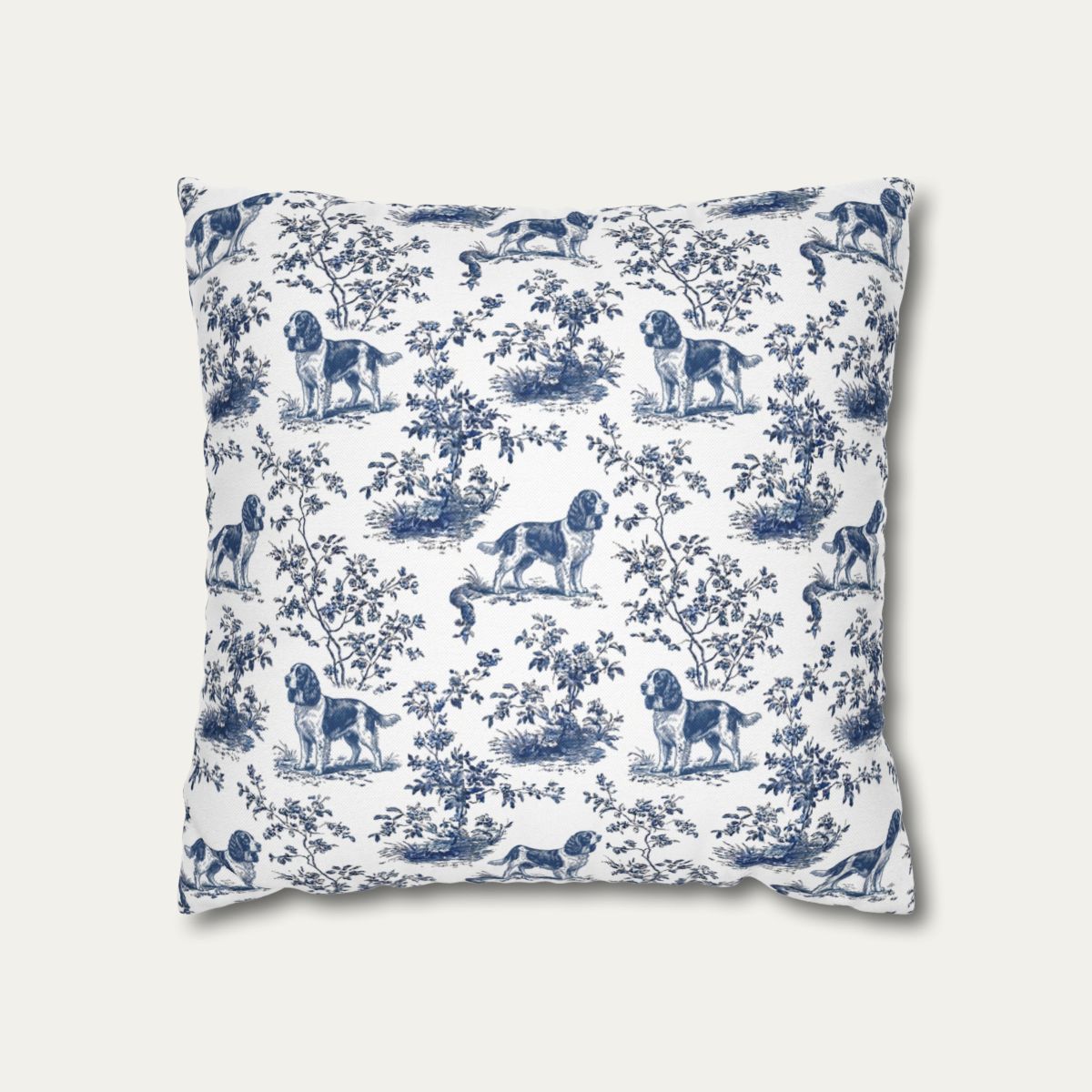 Dog Blue Toile Pillow