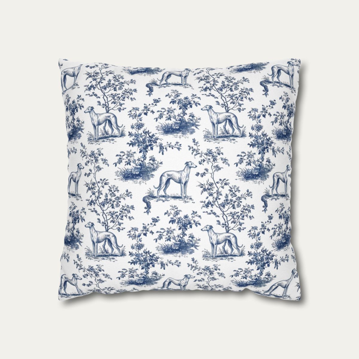 Dog Blue Toile Pillow