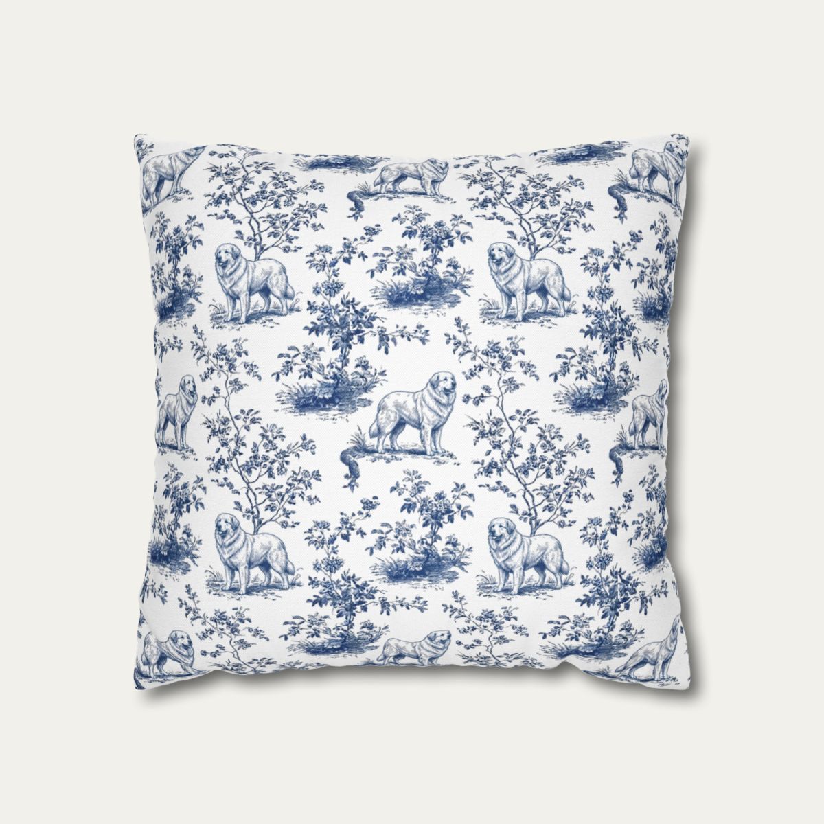 Dog Blue Toile Pillow