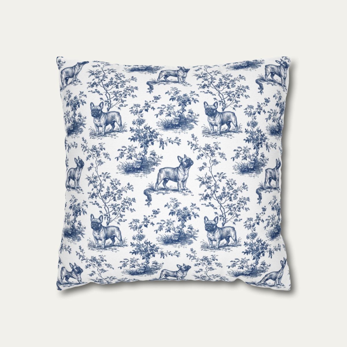 Dog Blue Toile Pillow